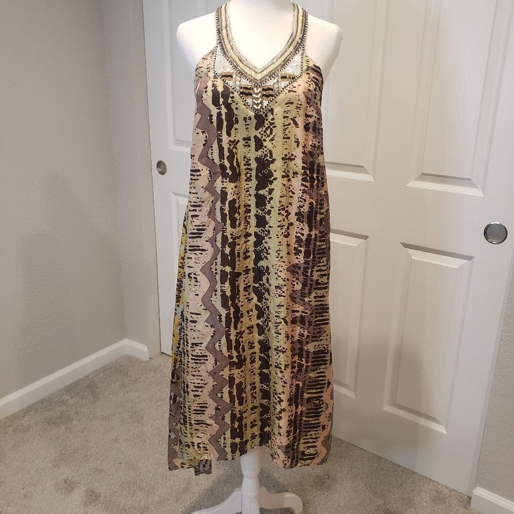 Anthropologie Love Sam Silk Beaded Midi Dress NWT Size S